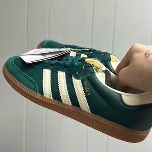 Green leather sambas